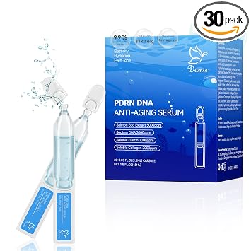 Salmon DNA PDRN - Suero antienvejecimiento de 5000 ppm, ampolla de ADN de huevo de salmón, 2000 ppm de colágeno, glutatión, niacinamida y 6 ácidos hialurónicos, cuidado de la piel coreano para arrugas