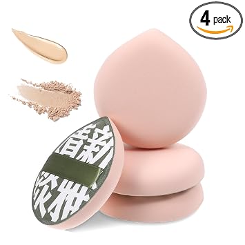 4 esponjas de maquillaje coreanas, suave ajuste de lágrima, esponja de maquillaje para corrector de base, líquido, crema y polvo (tamaño grande) - B