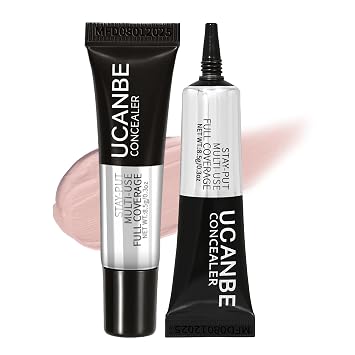 UCANBE Corrector de cobertura completa, resistente al agua de larga duración, corrector iluminador debajo de los ojos, corrector de color para ojeras, acné, manchas, crema correctora de color