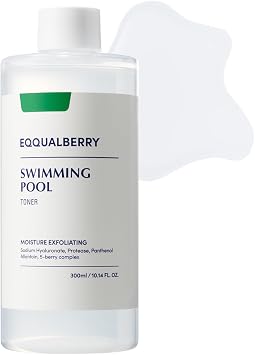 EQQUALBERRY Swimming Pool Toner - Korean Toner for Daily Exfoliating & Deep Hydration with Natural Enzyme Protease & Hyaluronic Acid, For Sensitive Skin, 10.14 Fl Oz (300ml)