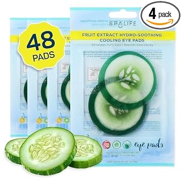 SpaLife Almohadillas refrescantes para ojos de pepino | Regalos de spa y tratamiento de ojeras coreanas y ojos hinchados | Almohadillas nutritivas para ojos de pepino | Máscara de ojos para ojos