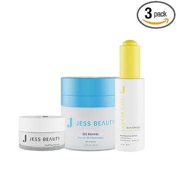 JESS BEAUTY Kit Mom's Glow Day - Crema para ojos Coffee Break, crema hidratante facial B5 Bomb y protector solar facial SPF 50 | Juego de cuidado de la piel coreano para hidratación, cuidado de los