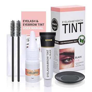 Kit de color de pestañas y cejas, kit de color negro para pestañas y cejas