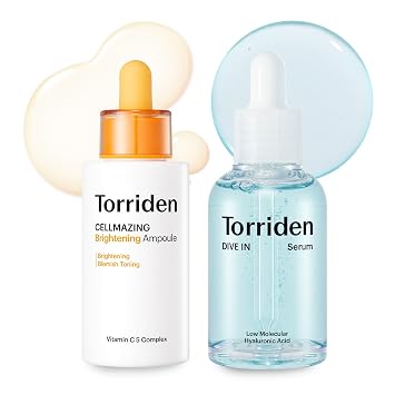 Torriden DIVE IN Serum 1.69 fl.oz + CELLMAZING Vita C Ampolla 1.01 fl oz | Dúo de suero para obtener piel de vidrio | Textura de piel refinada | Cuidado de la piel coreano