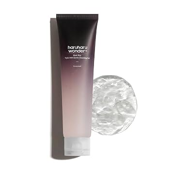 HARUHARU Wonder Black Rice Triple AHA - Gel limpiador suave, gel limpiador hidratante, exfoliante suave, vegano, artículos esenciales de viaje, cuidado de la piel coreano, 3.38 onzas líquidas