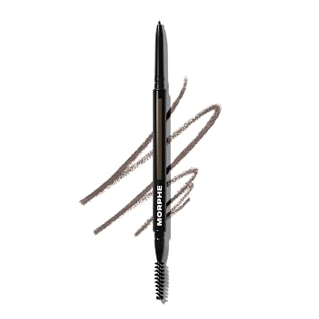 Morphe Lápiz micro doble para cejas, lápiz de cejas de doble punta con una punta retráctil, ultra precisa, puntiaguda, rica pigmentación, suave deslizamiento y fórmula de cera de larga duración, Java