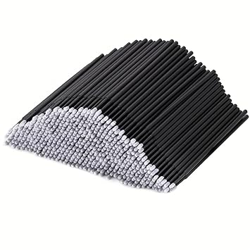 Disposable Micro Brushes for Eyelash Extensions, Lint Free Microfiber Swabs, Adjustable Rod, Precision Applicator, 100 Count