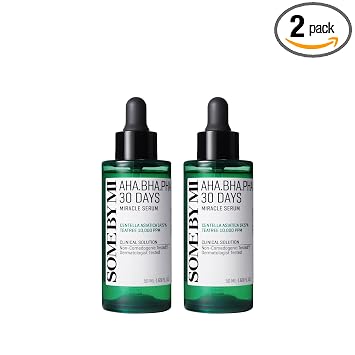 SOME BY MI AHA BHA PHA 30 Days Miracle Serum Duo Set 1.69 fl oz x2 - Suero facial exfoliante para piel propensa al acné, poros y textura desigual - Cuidado de la piel coreano calmante