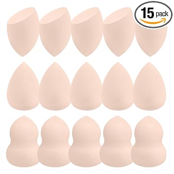 Juego de 15 esponjas de maquillaje beige, suave sin látex para una mezcla