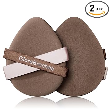 Juego de esponjas de maquillaje, GloréBrochas 2PCS esponjas microporosas para base de maquillaje de baja absorción, borla de maquillaje de poliuretano sin látex, 3.2 pulgadas, borla para polvo suave
