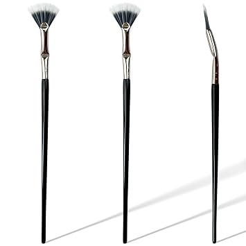 3 cepillos de rímel en forma de abanico, cepillo plegable para pestañas angular, para aplicación y separación de pestañas sin grumos (cerdas suaves)