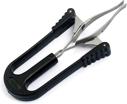 DDP Pinzas automáticas para cejas con punta inclinada con agarre de plástico