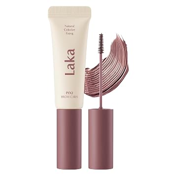 Laka Pixi - Máscara de cejas de 0.28 onzas, gel de cejas para fijar y dar forma a las cejas, sin grumos, fijador de cejas con cepillo de precisión delgado, vegano, K-Beauty​ (06 rosa borgoña)