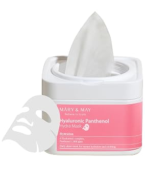 Mary&May Mascarilla Hidra de Hialurónico y Pantenol - Mascarilla de Lámina Extraíble Diaria para Hidratación Intensa y Calma - Cuidado de la Piel Coreano, Hipoalergénica, Sin Pruebas en Animales, 30