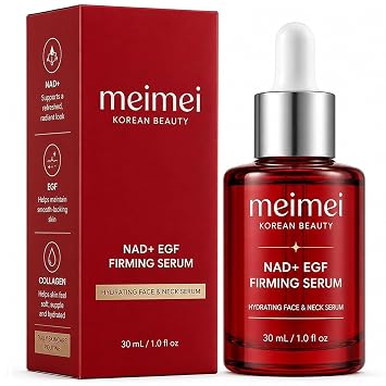 Meimei - Suero reafirmante Korean Beauty NAD+ para una piel más suave y firme y textura mejorada, con EGF y colágeno, 1 onza líquida