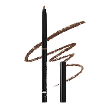 e.l.f. Delineador de ojos retráctil No Budge, cremoso, ultra pigmentado e impermeable, crea líneas atrevidas y definidas, vegano y libre de crueldad, café