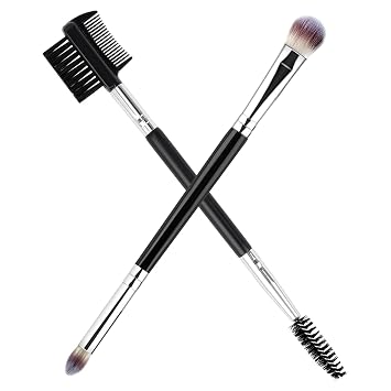 MUIIGOOD 1 pieza cepillo de 3 cabezas para cejas y pestañas, peine para pestañas para separar y dar forma a las pestañas y cejas + 1 pieza cepillo profesional para mezclar sombra de ojos, cepillo de