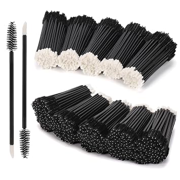 1000 varitas desechables para rímel de pestañas de doble extremo, cepillo de labios, aplicador de lápiz labial, brocha para extensiones de pestañas, color negro
