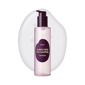 EQQUALBERRY Aceite limpiador suavizante de poros de arroz morado, limpieza profunda para poros y puntos negros, limpiador de aceite coreano para rostro y removedor de maquillaje, fórmula hidratante y calmante, 6.76 onzas líquidas