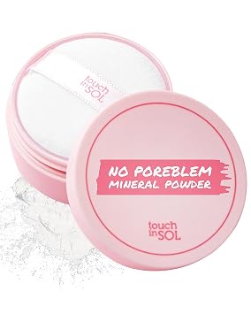 TOUCH IN SOL Polvo mineral sin poreblem, sin polvo fijador de sebo para piel grasa, acabado difuminador de control de aceite, maquillaje coreano translúcido, esencial de K-Beauty (0.17 onzas)