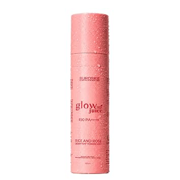 Suroskie Glow Up Juice Spf 35 Pa++++ 100Ml | Tónico coreano de rosa y arroz para piel de vidrio | Protección contra rayos UV | Ilumina y suaviza | Niebla húmeda para todo tipo de piel |