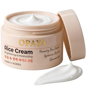 Crema hidratante coreana de arroz para la cara, hidratante e iluminadora para el cuidado de la piel coreana, ácido hialurónico y niacinamida hidratante facial para piel de vidrio, 2.48 fl oz
