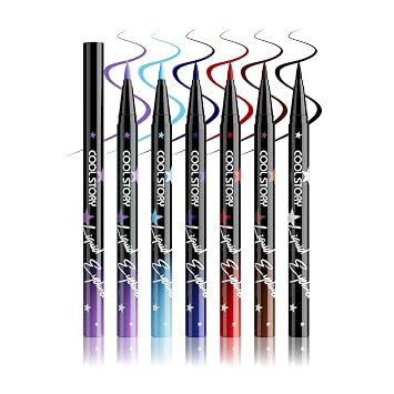 COOL STORY Juego de delineador líquido de 6 colores, lápiz delineador de ojos de color mate de alta pigmentación, secado rápido, impermeable, a prueba de manchas, delineador de ojos de larga duración para arte de maquillaje de ojos, kit de maquillaje de re