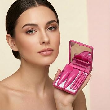 Portable Makeup Brush Set, Mini Makeup Brushes with Mirror Box for Travel and Daily Use, Powder Blush Foundation Eyeshadow Brush Kit, Multifunctional Design, 8 Pack