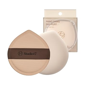 STUDIO17 Pang Pang Pang - Esponja de maquillaje para base, esponja de maquillaje de látex grande para base, soplete de maquillaje coreano, cojín con funda portátil incluida, 2.16 pulgadas de diámetro