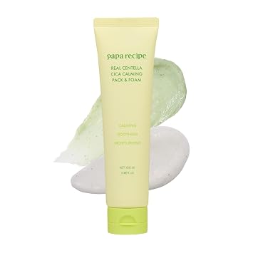Papa Recipe Real Centella CICA - Paquete calmante y espuma (3.38 fl oz) - Mascarilla coreana 2 en 1 y limpiador facial espumoso, exfoliante suave, calmante y aclarador de poros