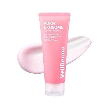 WELLDERMA PDRN Exosome - Crema de gel hidratante de ácido hialurónico, ligera hidratante diaria con PDRN (ADN sódico), exosoma de leche y 6 tipos de ácido hialurónico, cuidado de la piel coreano (3.38 onzas líquidas)