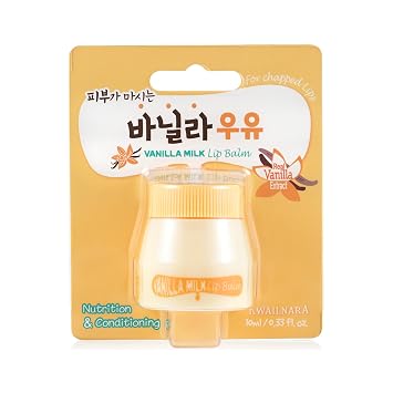 WELCOS Kwailnara Milk Lip Balm | Hidratante, calmante, nutritivo con leche y extracto de jalea real, cuidado de labios coreano, 0.3 fl oz / 0.33 onzas líquidas (0.33 onzas líquidas, vainilla)