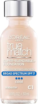 L'Oreal Paris Makeup True Match - Base líquida supermezclable, color alabastro C1, 1 onza líquida, 1 unidad