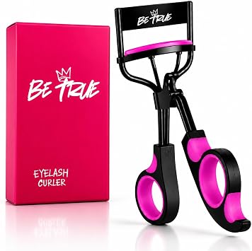 BE TRUE Rizador de pestañas, morado y negro, almohadilla de gel suave, mango ergonómico para un rizo de larga duración