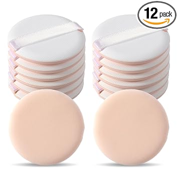 12 esponjas de maquillaje, esponja de base pequeña de 2.2 pulgadas, esponjas de maquillaje para aplicar crema BB Cream líquido para sombrear polvo suelto (beige)