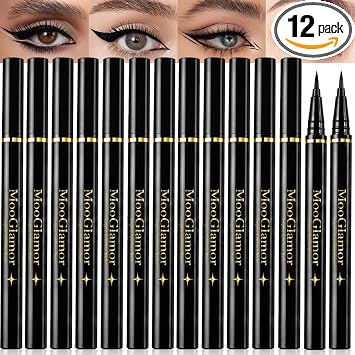 12 piezas de lápiz delineador líquido negro para mujer