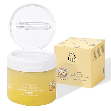 ByUR Honey Gorgeous Sanrio Characters - Almohadillas de tóner – Cuidado profundamente hidratante, reafirmante y elástico para piel seca, miel y ceramidas, algodón orgánico coreano (70 unidades