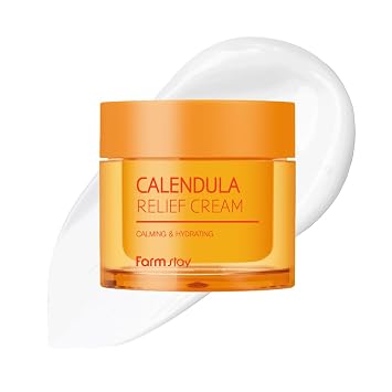 FARMSTAY Crema de alivio de caléndula | Calmante rápido, sensible, no pegajosa, no irritante, hidratante, hidratante, coreana, vegano, calmante para todo tipo de piel, 2.70 onzas líquidas