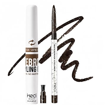HECI BEAUTY Gel transparente para cejas con lápiz delineador de ojos de gel fino impermeable, laminación de cejas con plumas de larga duración y juego de maquillaje de ojos de precisión (0.3 fl oz + 1