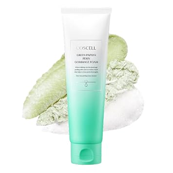 Green Papaya PDRN Gommage Espuma limpiadora facial exfoliante, 3 pasos crema a gommage a espuma, limpiador facial coreano diario de poros con extracto de papaya, 4.23 oz
