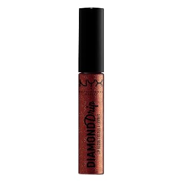 NYX PROFESSIONAL MAKEUP Diamond Drip Lip Gloss - Vestido para matar, base transparente de ciruela con purpurina cromada dorada