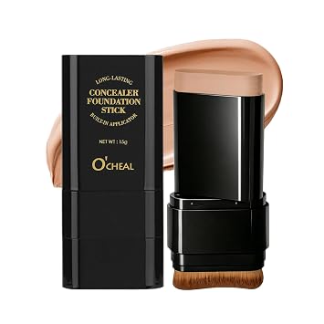 O'CHEAL Corrector de maquillaje para la cara, palo de contorno de base ligera de larga duración, iluminador, para imperfecciones, 04#TRIGO
