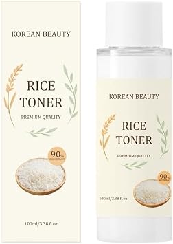 Korean Beauty - Tónico de arroz para la cara, tóner 90% natural de extracto de arroz, tóner facial hidratante antienvejecimiento para todo tipo de piel, 3.38 onzas líquidas