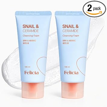[2 unidades] Espuma limpiadora de mucina de caracol coreano, auténtico limpiador de piel de vidrio coreano con mucina de caracol y ceramida, lavado facial purificador profundo de poros e hidratante