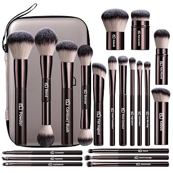 Juego de brochas de maquillaje profesional con estuche de viaje, 20 piezas