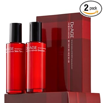 CHARMZONE DeAge Red Addition - Juego coreano para el cuidado de la piel, tóner antienvejecimiento y emulsión (3.38 onzas líquidas) con vino tinto, granada y tomate para hidratación, reafirmación y resplandor