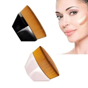 Kabuki - Brochas de maquillaje [2 unidades] Brochas de maquillaje para polvo de belleza, cepillo portátil profesional portátil para ojos y rostros, base suave grande