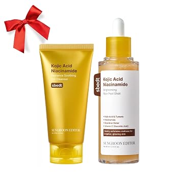 SUNGBOON EDITOR Kojic Glow Tone-Refining Duo Set, limpiador de cúrcuma Kojic + suero Peel Shot, cuidado de la piel coreano, set de regalo para mujeres