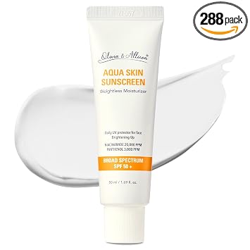 Olivia & Allison Aqua Protector solar SPF 50+ PA++++ (1.69 onzas líquidas) – Protector solar coreano no pegajoso, sin fundición blanca e invisible