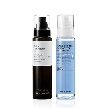 MEDITHERAPY The Glass Skin Booster Duo - Suero potenciador de piel retinal + suero ácido ultra hidratante (juego K-Beauty)